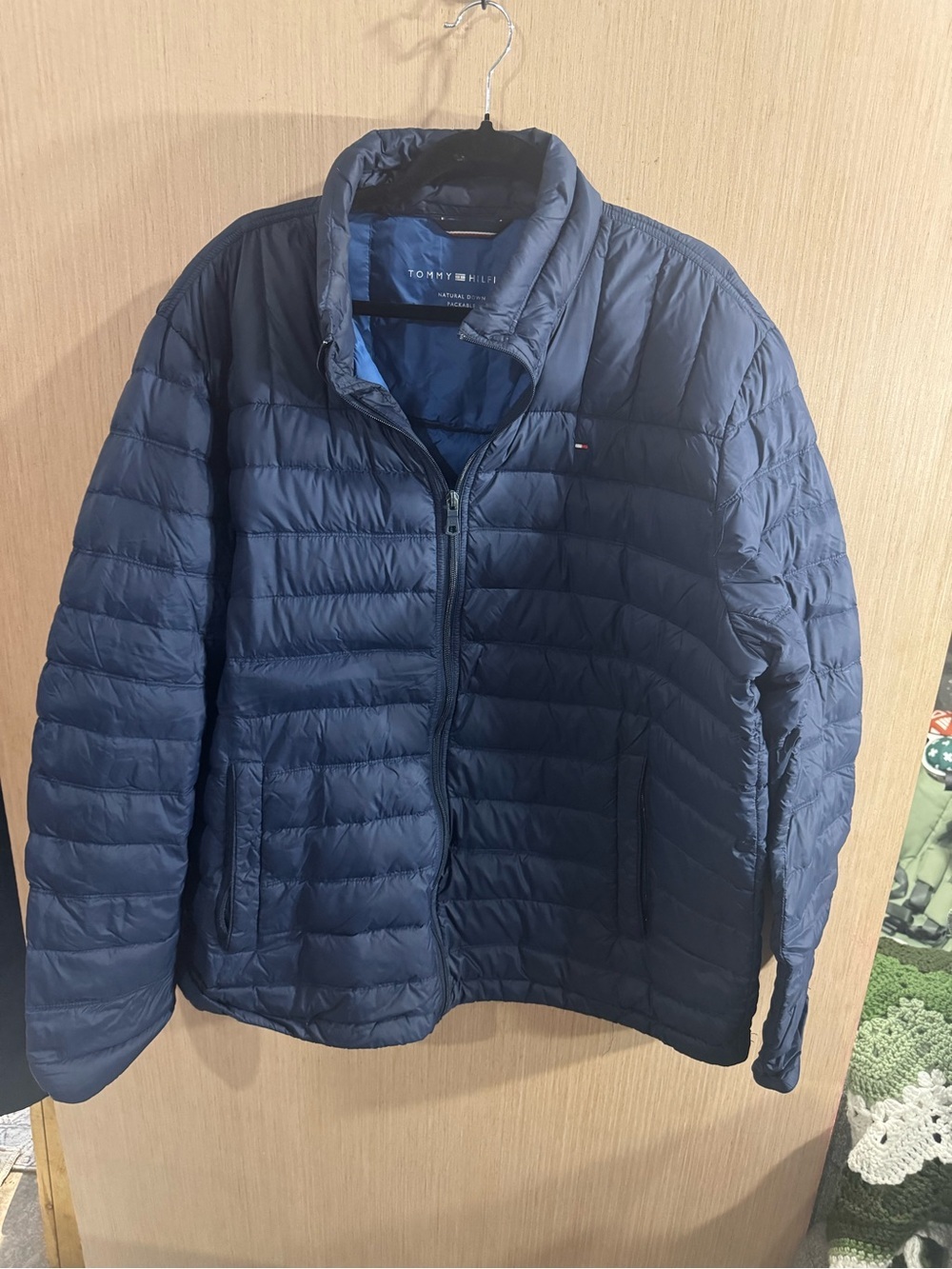 Men’s Tommy Hilfiger Natural Down Navy Quilted Packable Puffer Jacket Size XXL